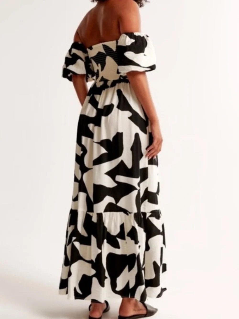 A&F Emerson Midi Dress in Black and White Abstract Size S Tall